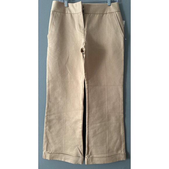 Women’s Sz 6 Wide Leg Trousers Beige New Flawed Cuffed Hem Academia  y2k wideleg - Picture 1 of 9